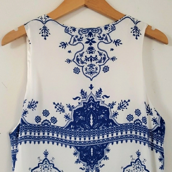 Lovers + Friends Blue & White Temple Mini Dress, Size L - Picture 7 of 16